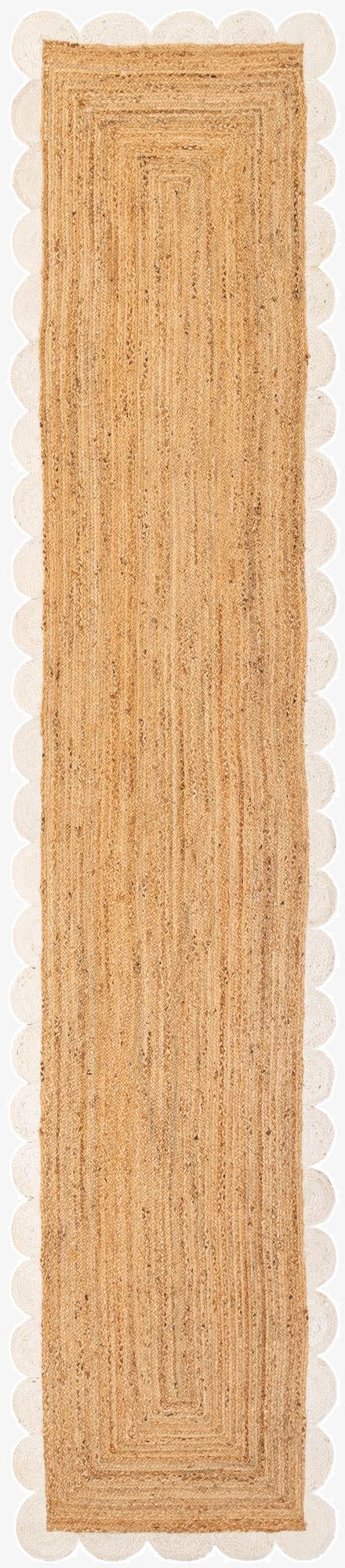 3' 3 x 16' 1  Hand Scallop Braided Jute Runner Rug