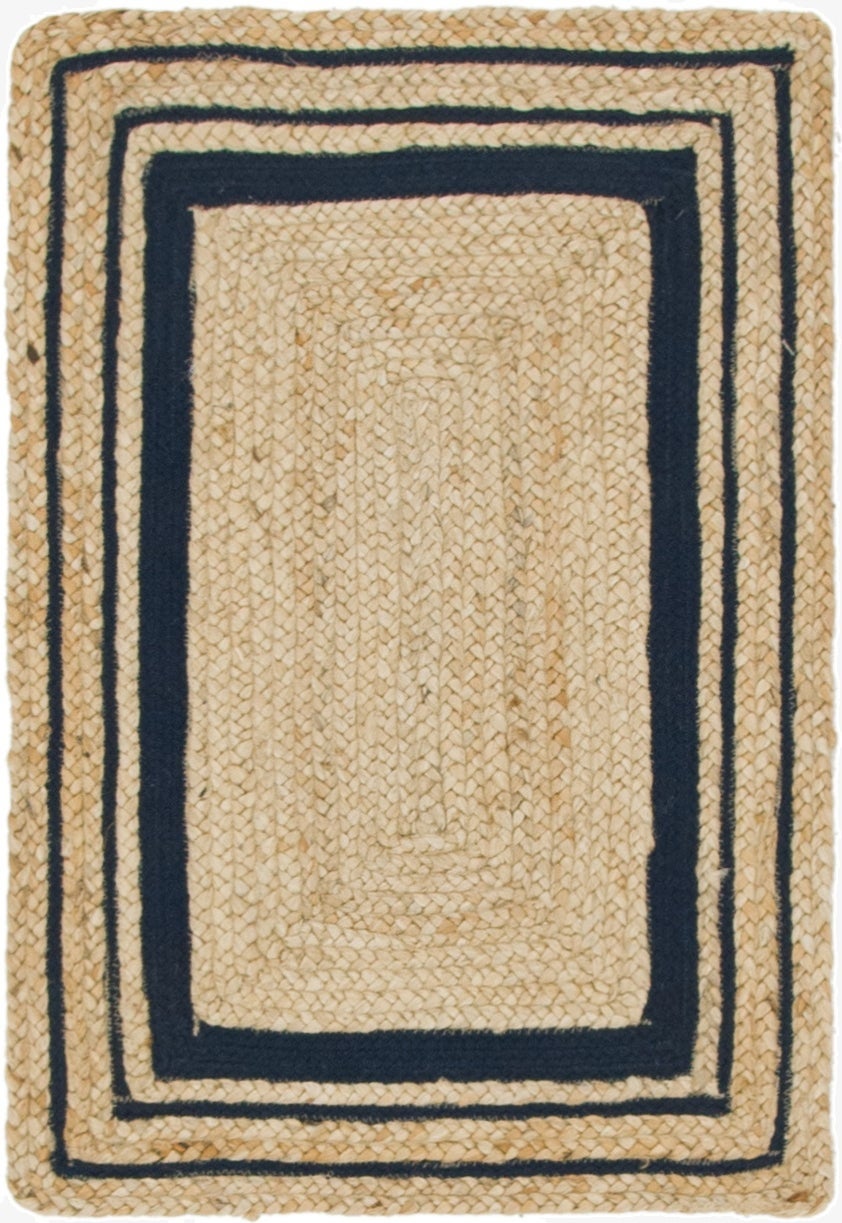 2' x 3' 1  Hand Braided Jute Rug