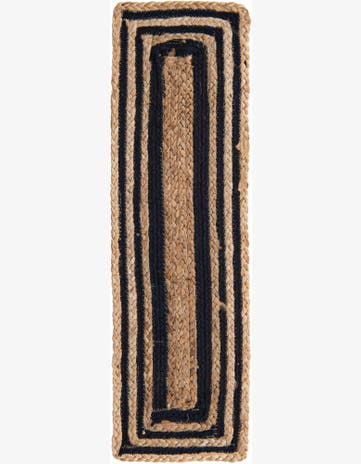 0' 9 x 2' 6 Hand Woven Braided Jute Stair Rug