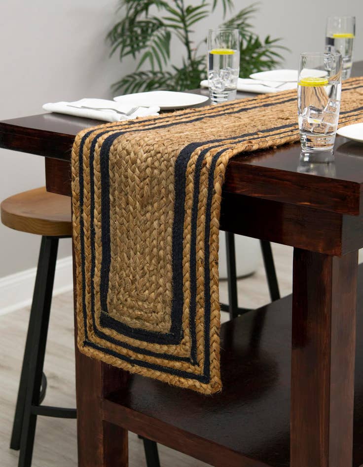 Detail image of 1' 2 x 10'  Hand Braided Jute Table Runner Rug