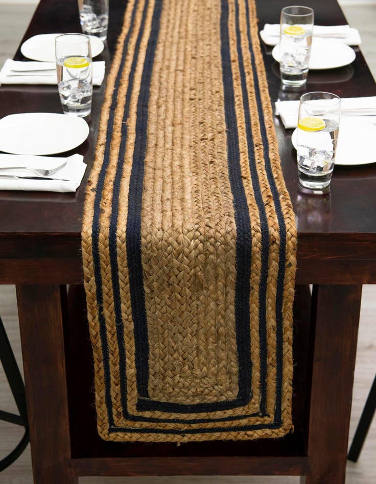 Detail image of 1' 2 x 10'  Hand Braided Jute Table Runner Rug