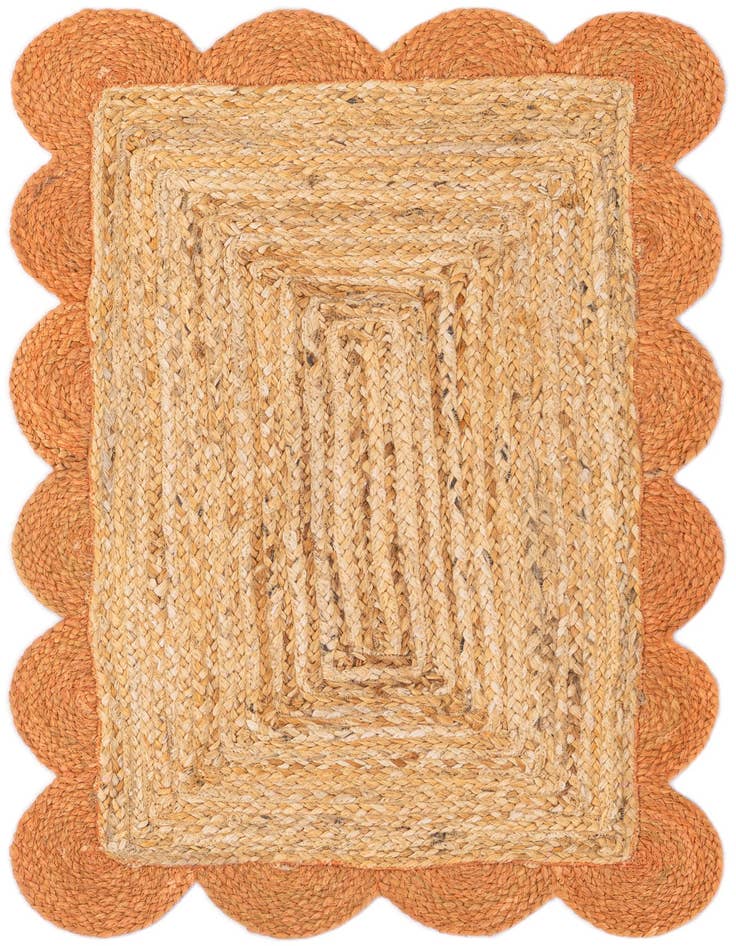 Detail image of 2' x 3' 1 Handmade Scallop Braided Jute Rug