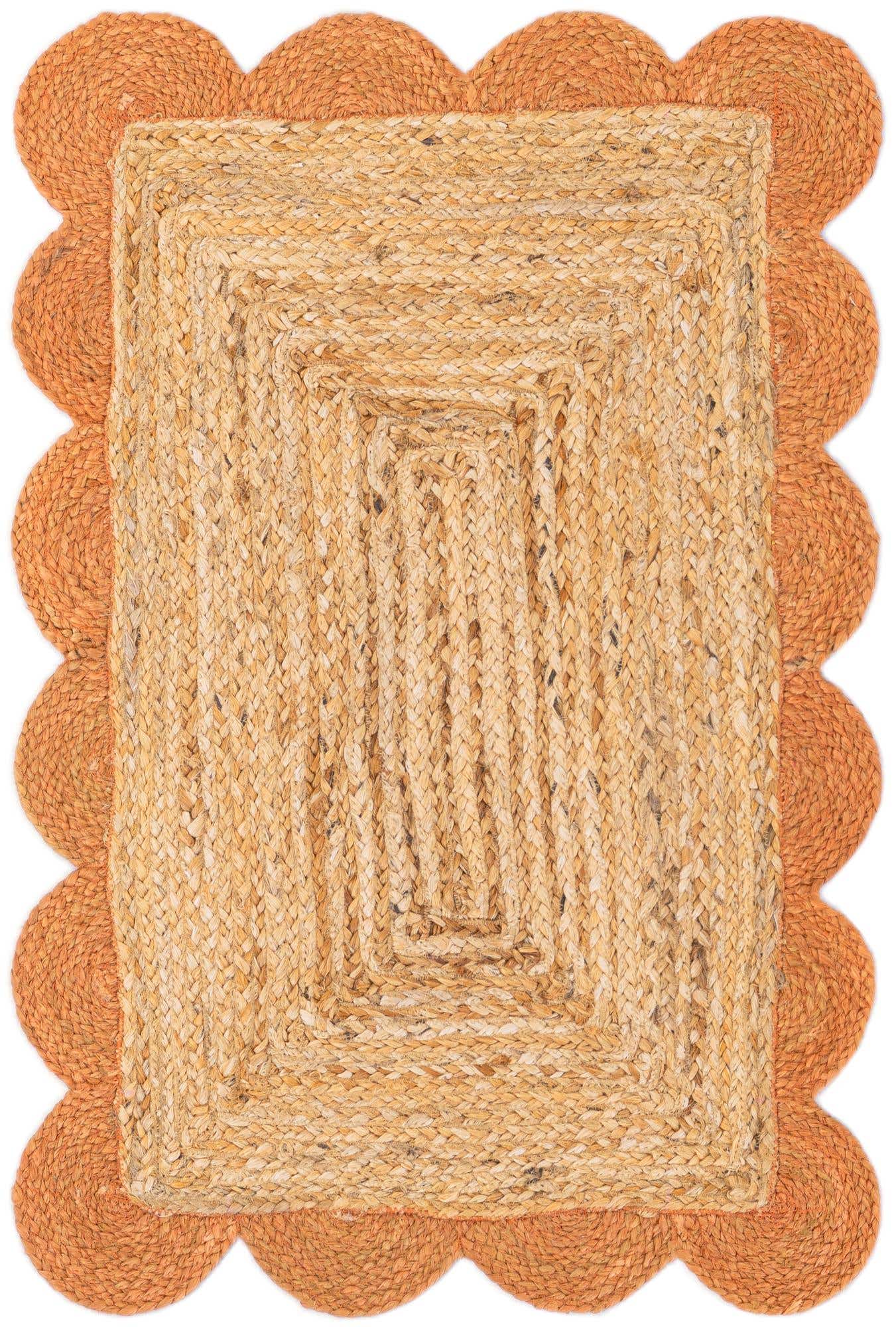 2' x 3' 1 Handmade Scallop Braided Jute Rug