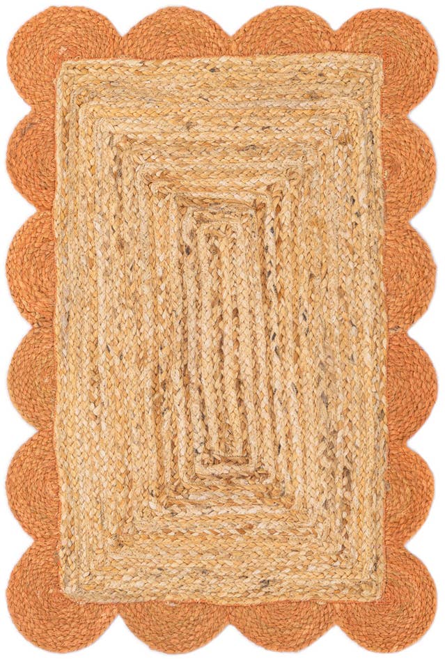 Detail image of 2' x 3' 1 Handmade Scallop Braided Jute Rug