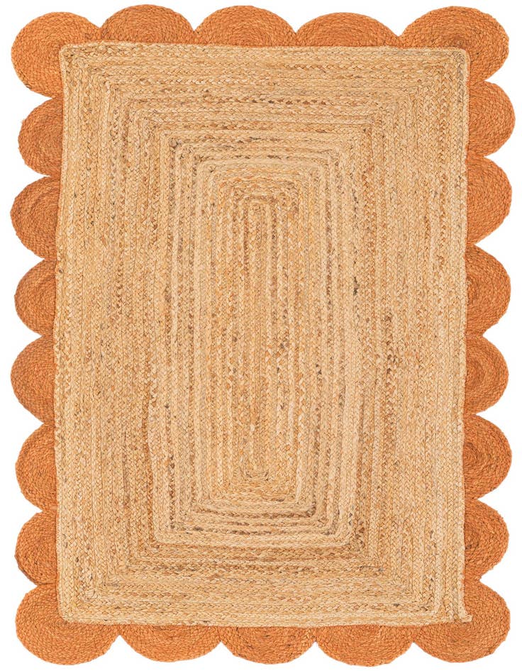 Detail image of 3' 1 x 5' 1  Hand Scallop Braided Jute Rug