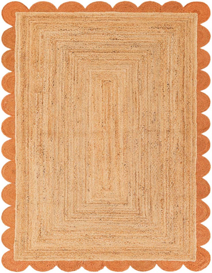 Detail image of 5' 1 x 8' Handmade Scallop Braided Jute Rug