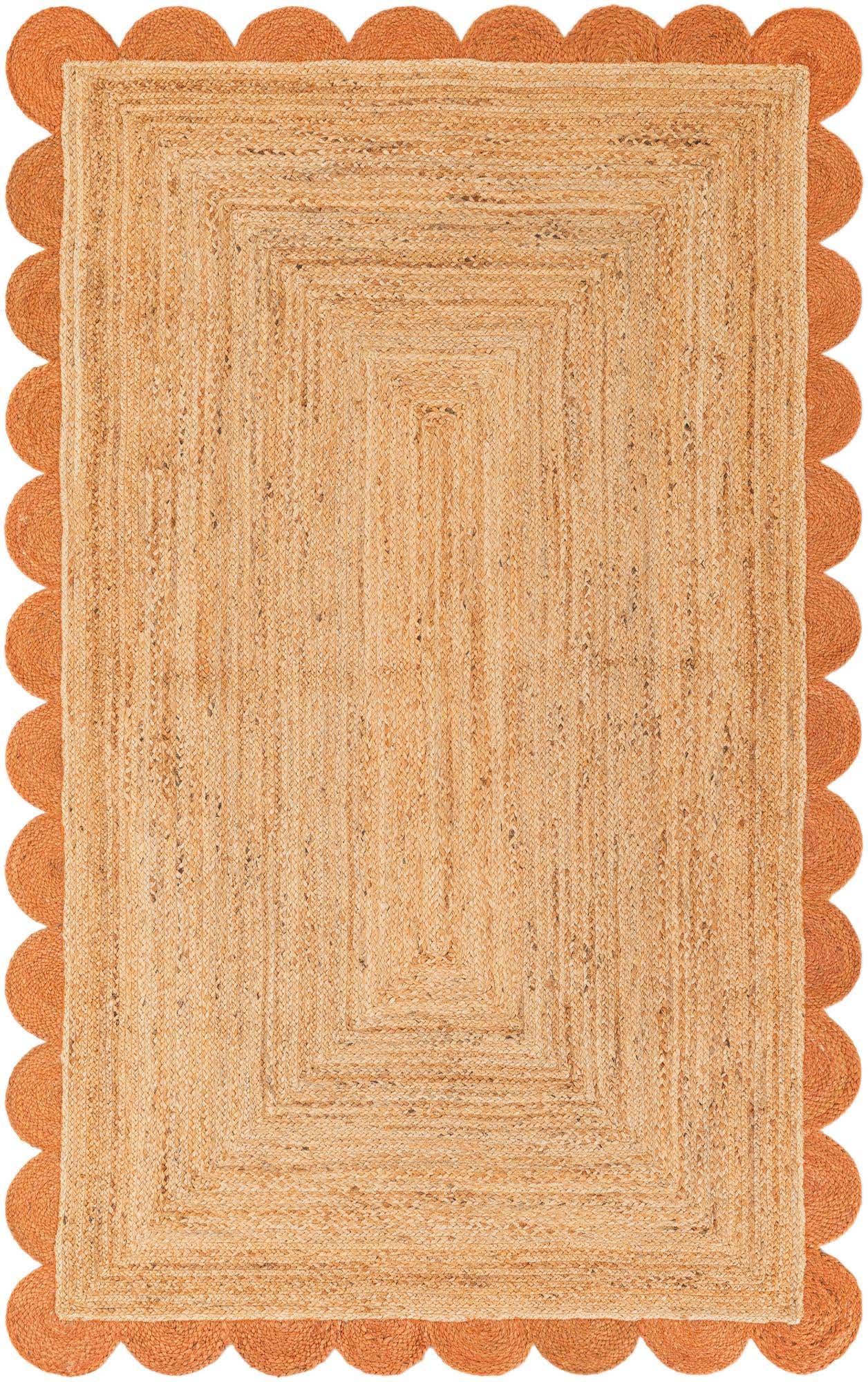 5' 1 x 8' Handmade Scallop Braided Jute Rug