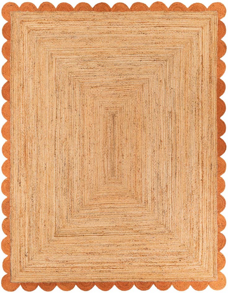 Detail image of 8' x 10'  Hand Scallop Braided Jute Rug