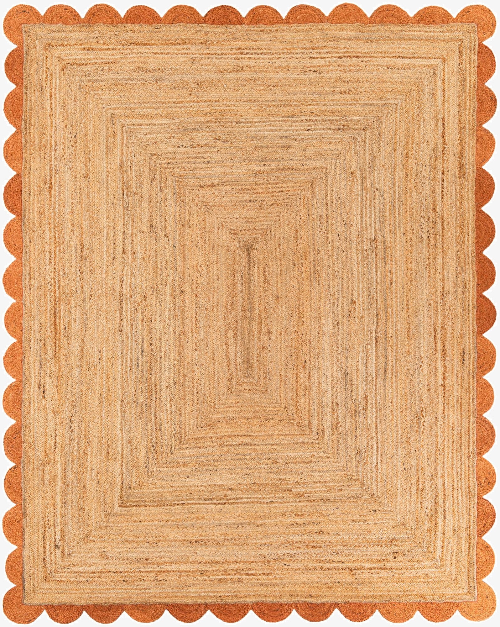 8' x 10'  Hand Scallop Braided Jute Rug