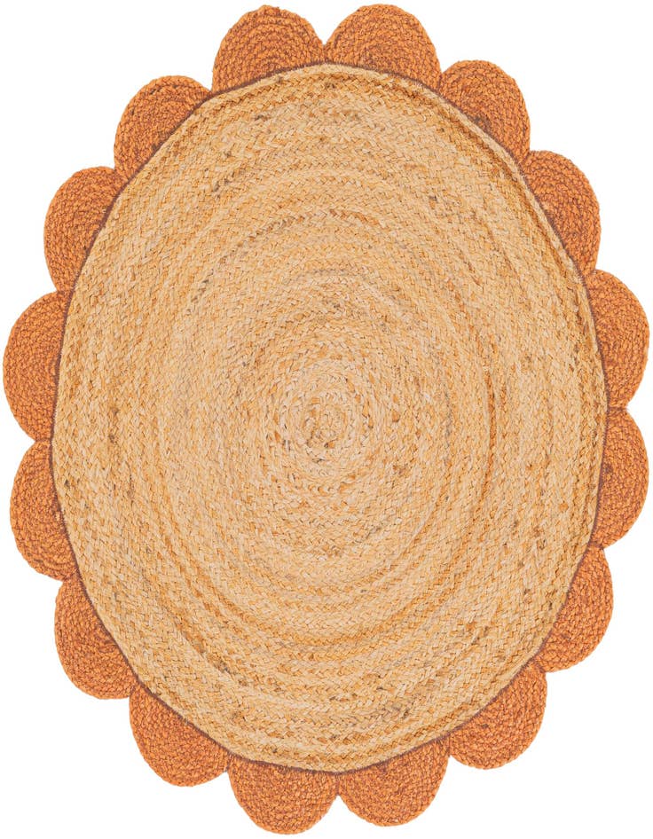 Detail image of 3' 1 x 3' 1  Hand Scallop Braided Jute Round Rug