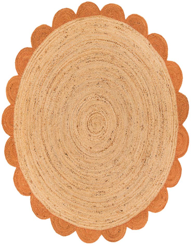 Detail image of 6' 1 x 6' 1  Hand Scallop Braided Jute Round Rug