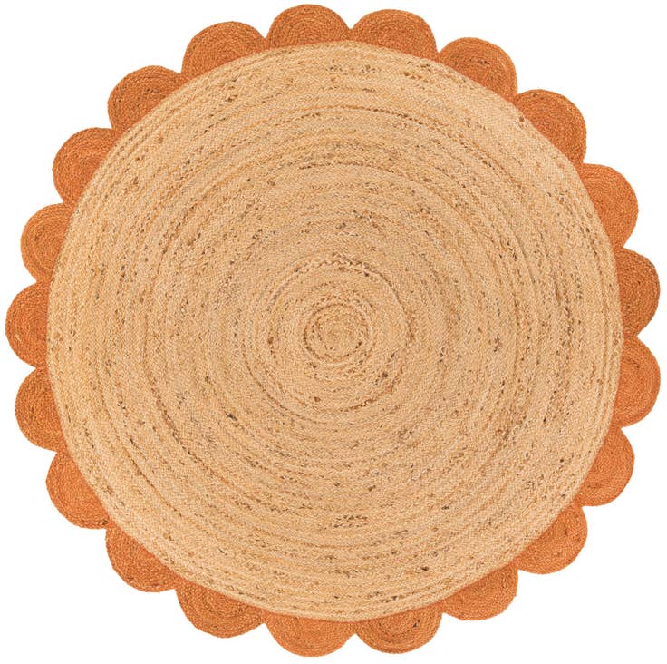 Detail image of 6' 1 x 6' 1 Handmade Scallop Braided Jute Round Rug