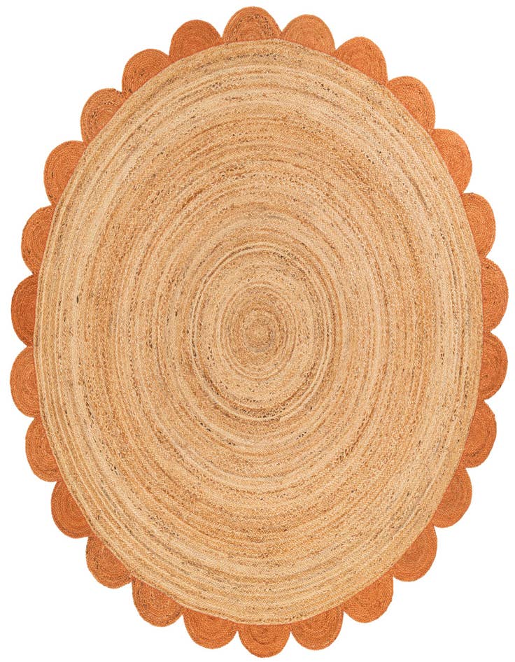 Detail image of 8' x 8'  Hand Scallop Braided Jute Round Rug