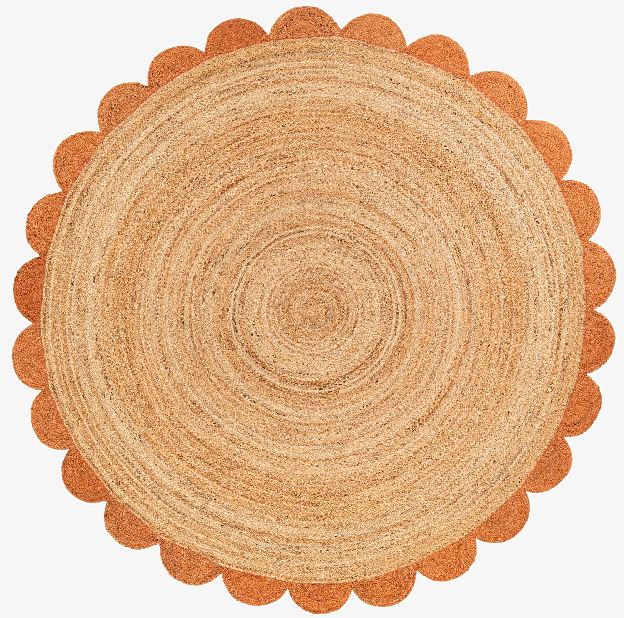 8' x 8'  Hand Scallop Braided Jute Round Rug