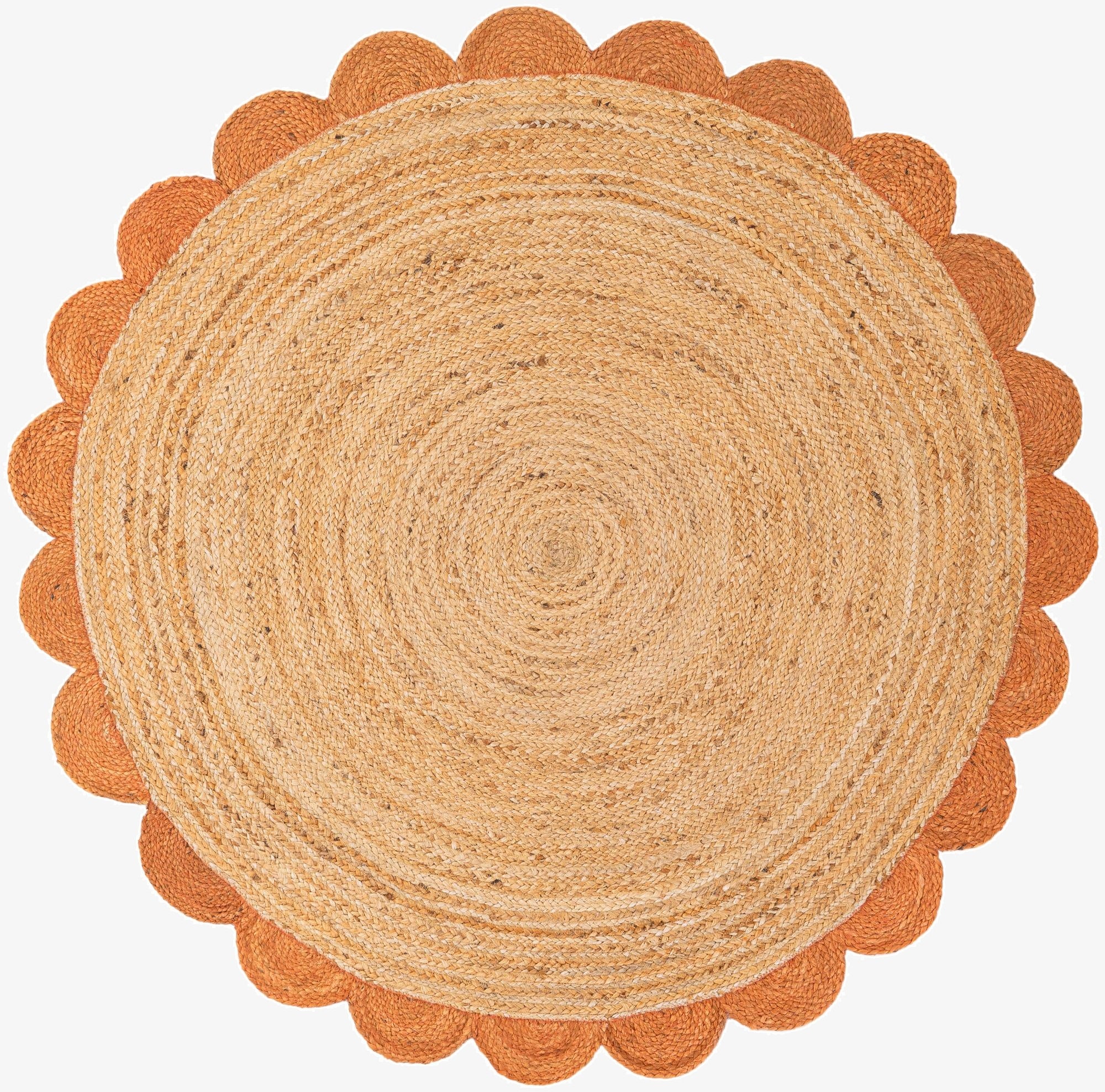 5' 1 x 5' 1  Hand Scallop Braided Jute Round Rug