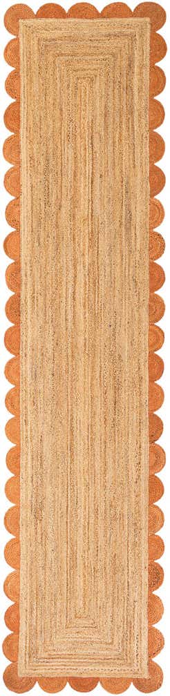 3' 3 x 14' 1 Handmade Scallop Braided Jute Runner Rug