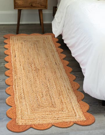 3' 3 x 16' 1 Handmade Scallop Braided Jute Runner Rug