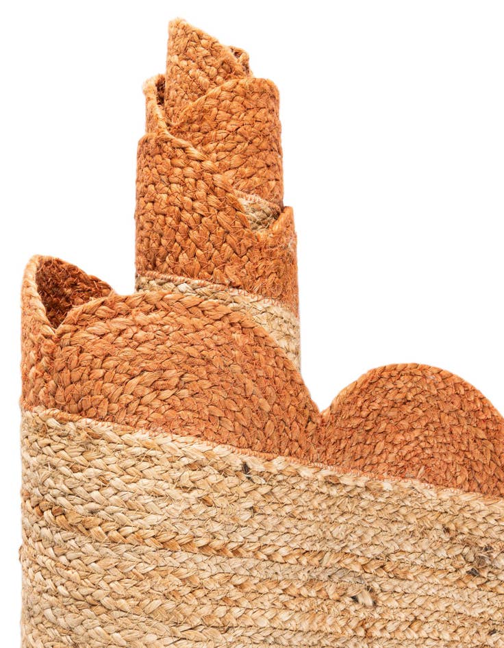 Detail image of 2' 7 x 12' Handmade Scallop Braided Jute Runner Rug
