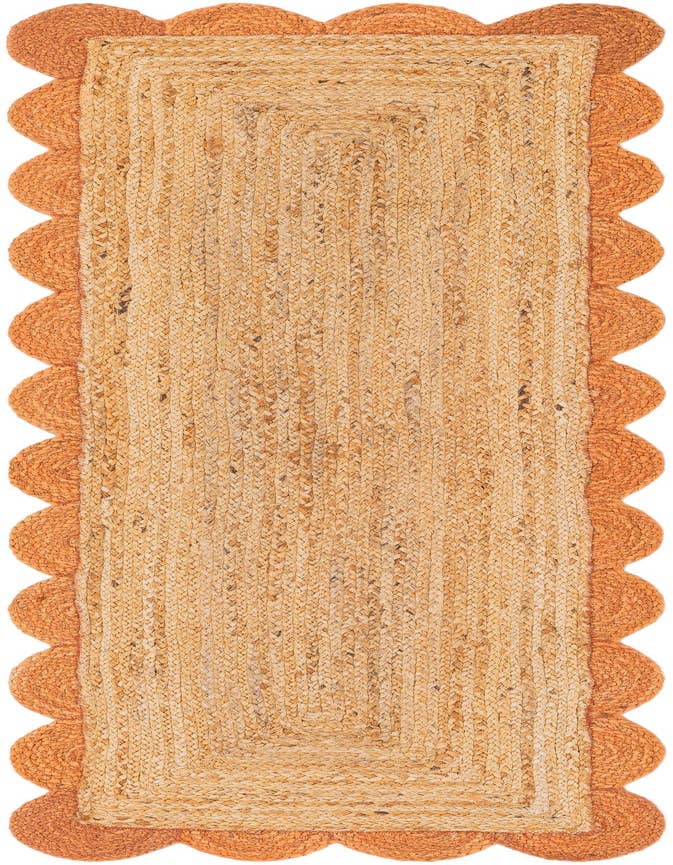 Detail image of 2' x 6' 1  Hand Scallop Braided Jute Runner Rug
