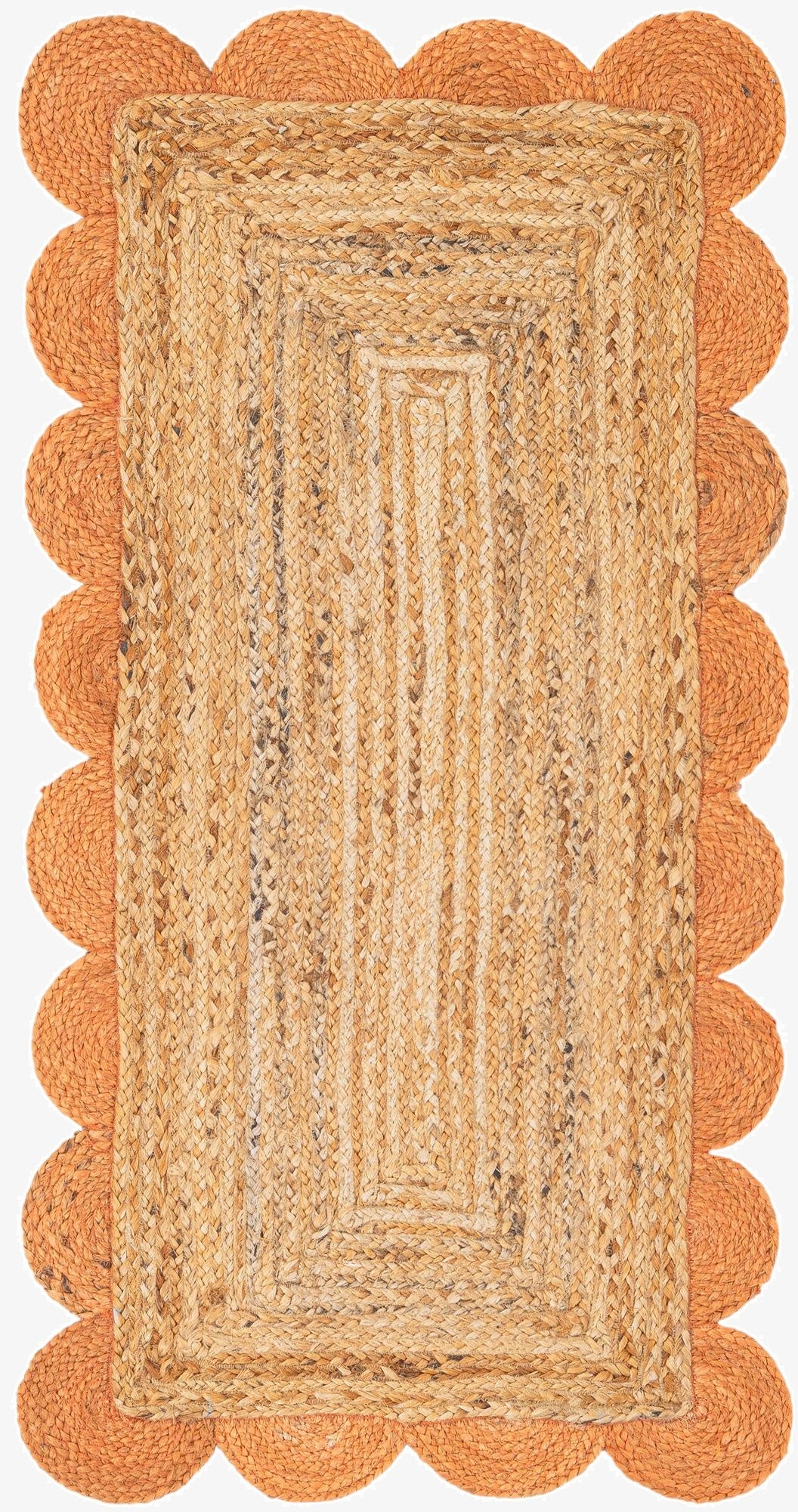 60cm x 125cm  Hand Scallop Braided Jute Runner Rug