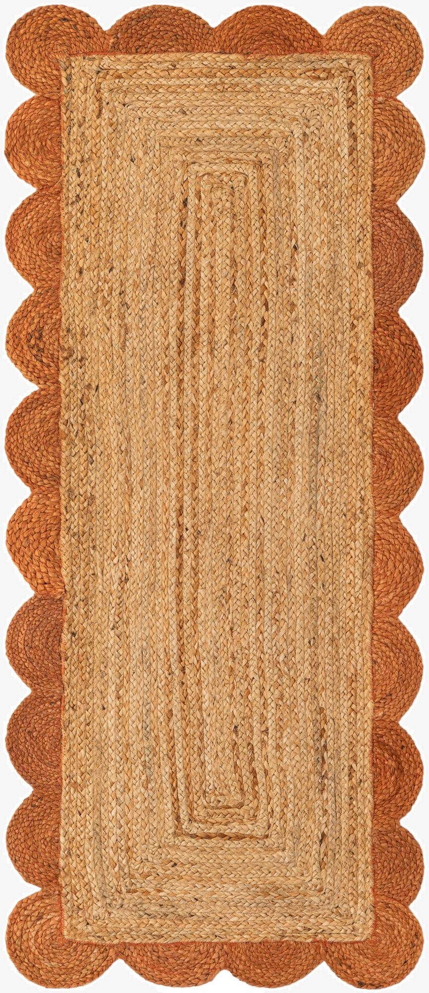 2' x 5' 1  Hand Scallop Braided Jute Runner Rug