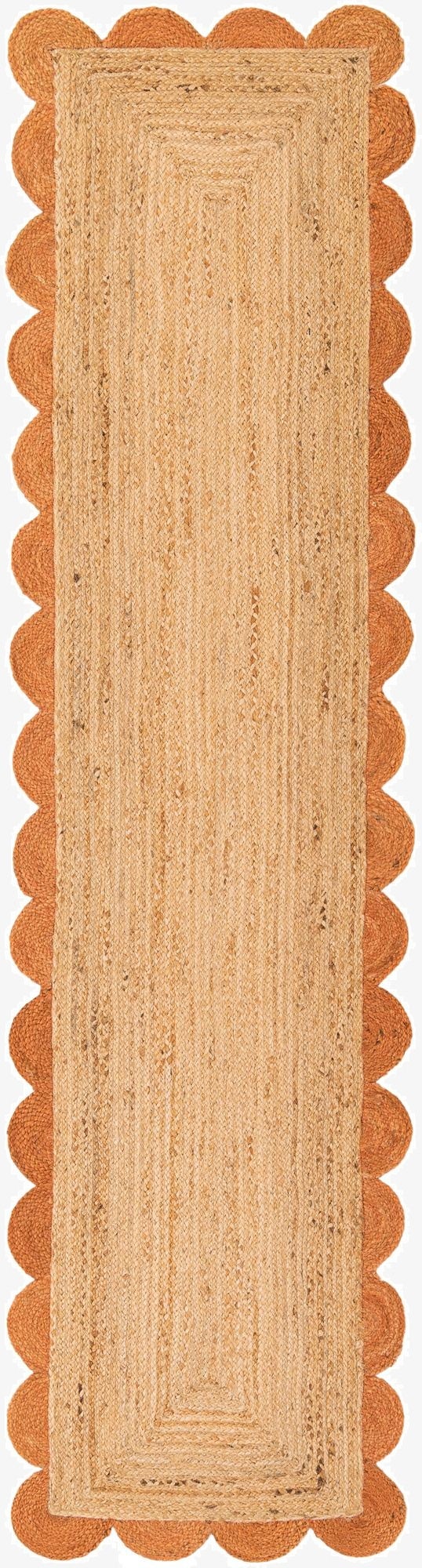 2' 7 x 10'  Hand Scallop Braided Jute Runner Rug