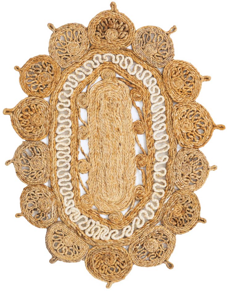 Detail image of 2' x 3' 1  Hand Braided Jute Oval Rug