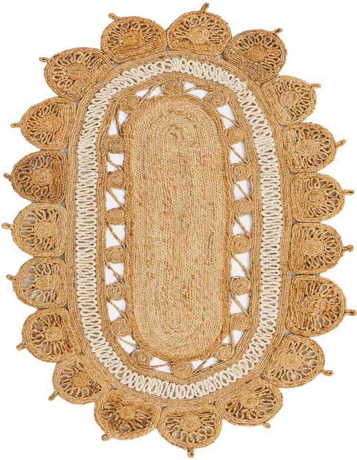 Detail image of 3' 1 x 5' 1  Hand Braided Jute Oval Rug