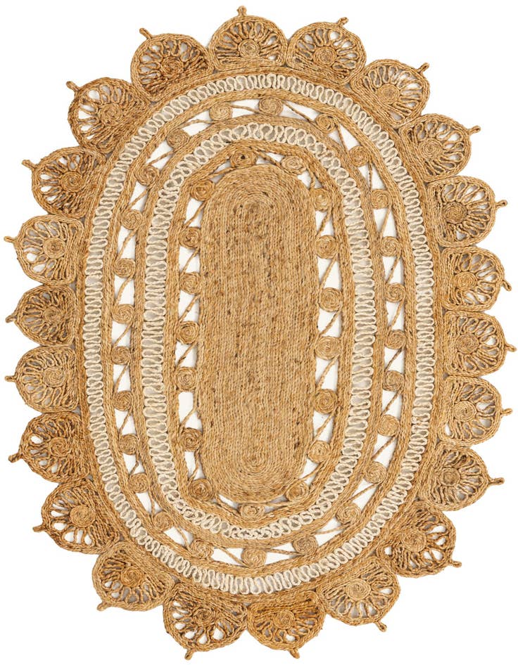 Detail image of 4' 1 x 6' 1  Hand Braided Jute Oval Rug