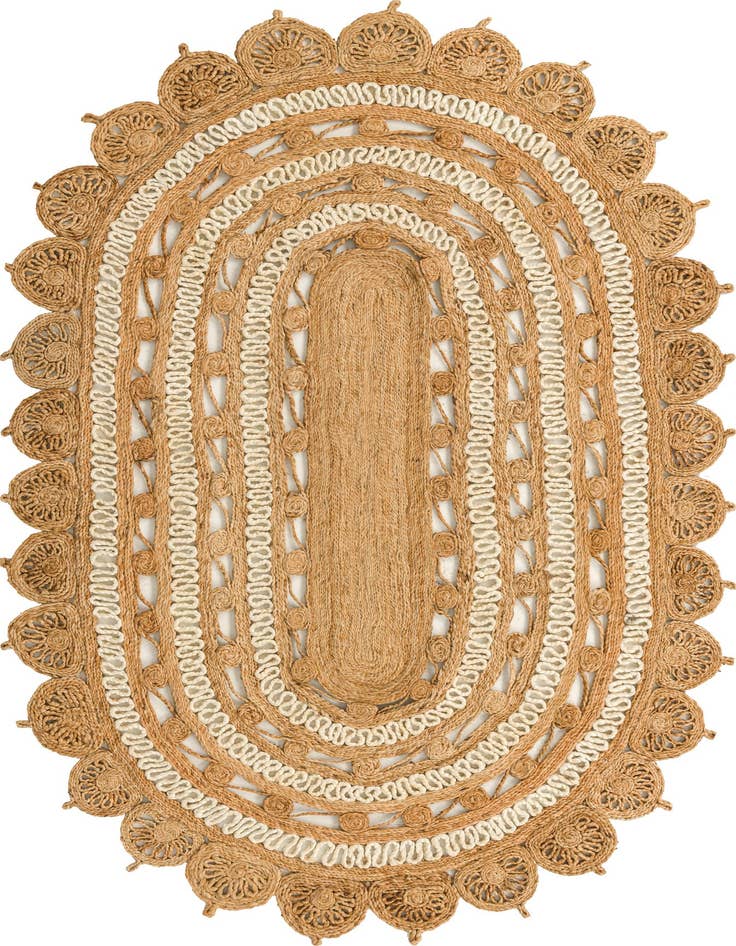 Detail image of 5' 1 x 8'  Hand Braided Jute Oval Rug