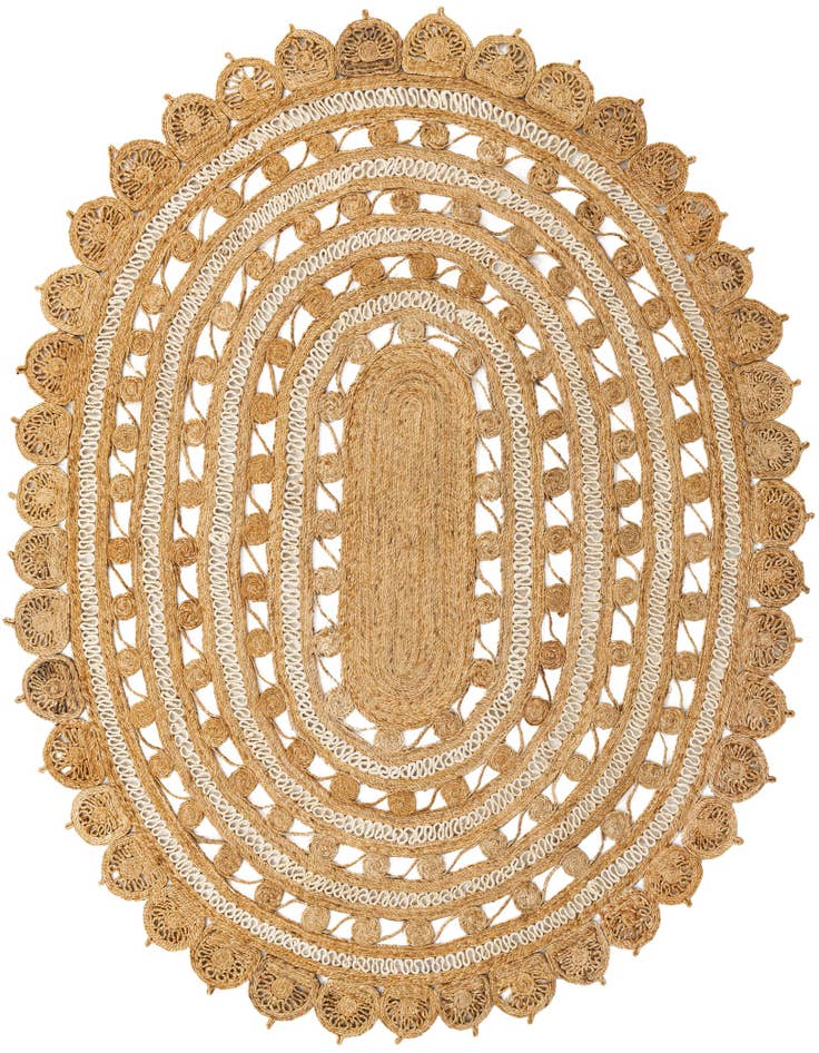 Detail image of 7' 10 x 10'  Hand Braided Jute Oval Rug