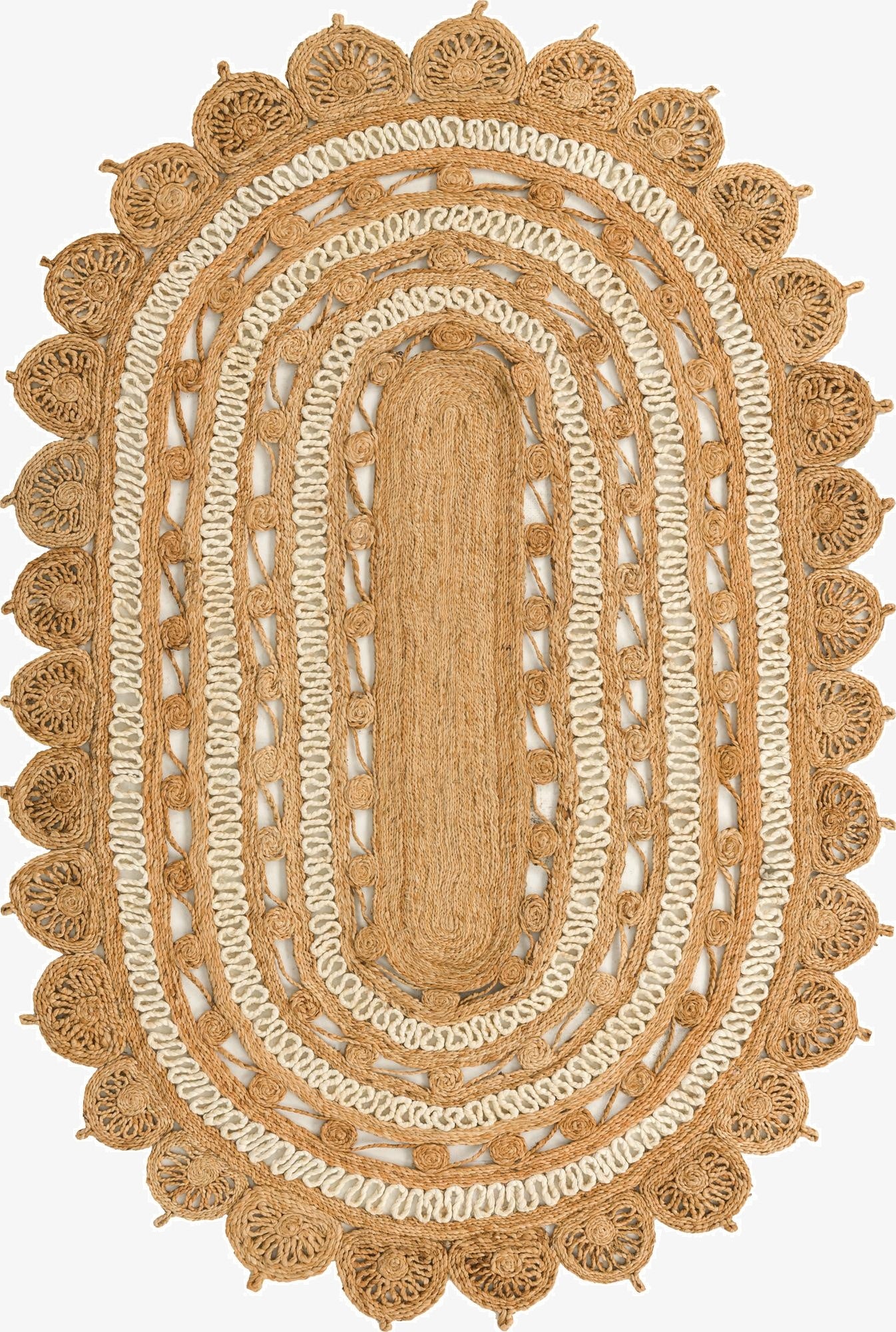5' 1 x 8'  Hand Braided Jute Oval Rug