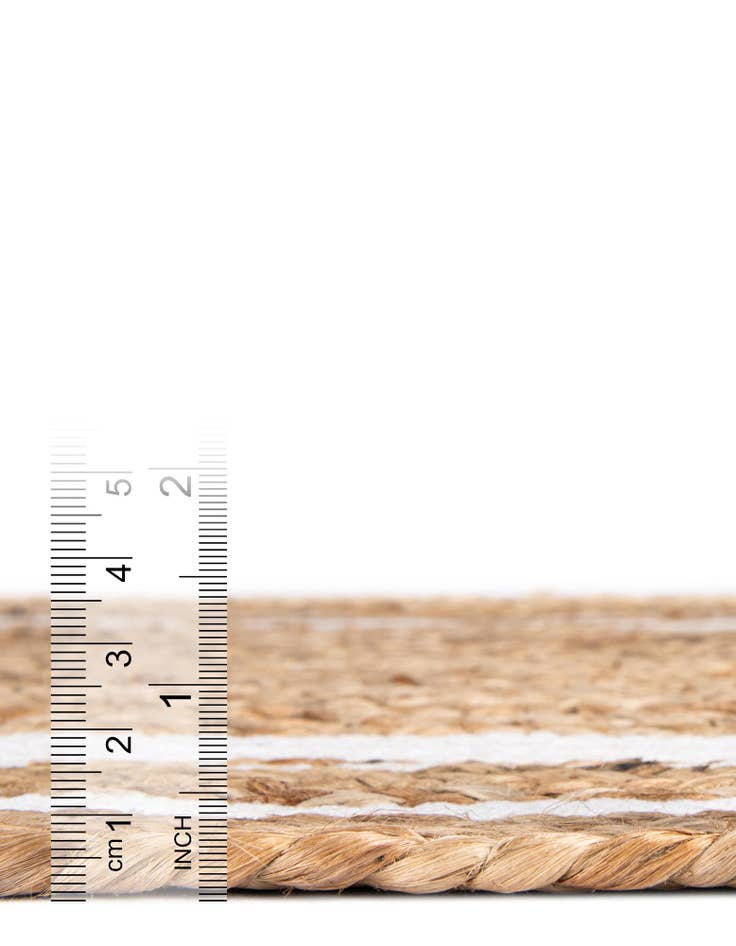 Detail image of Custom Natural and White Handmade Braided Jute Rug