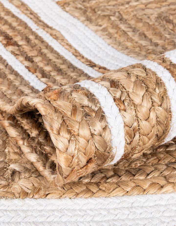 Custom Natural and White Handmade Braided Jute Rug