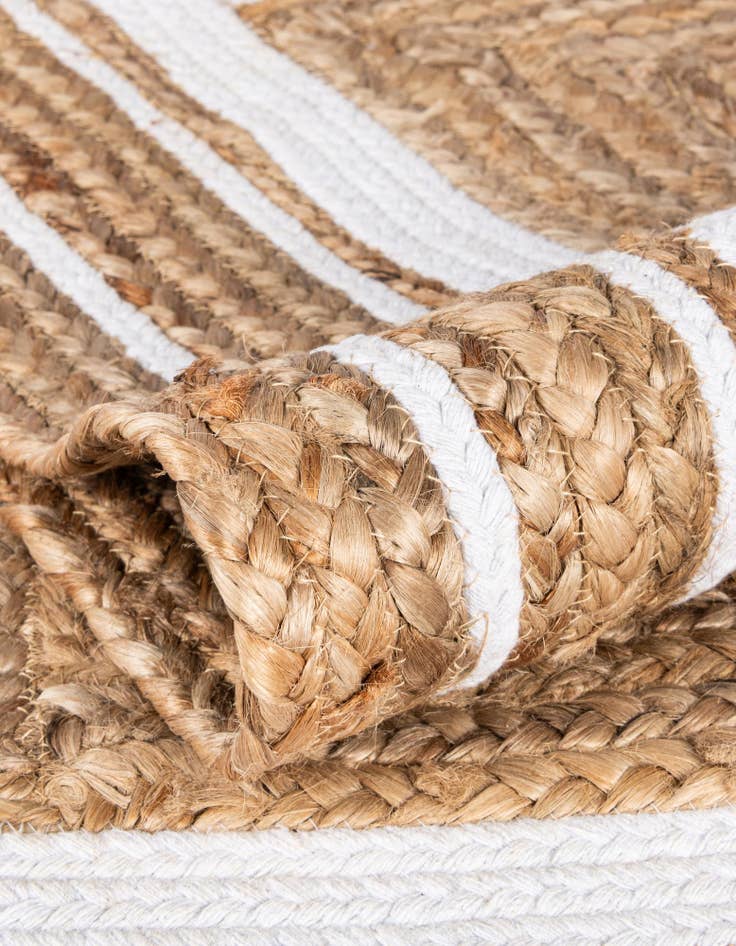 Detail image of Custom Natural and White Handmade Braided Jute Rug