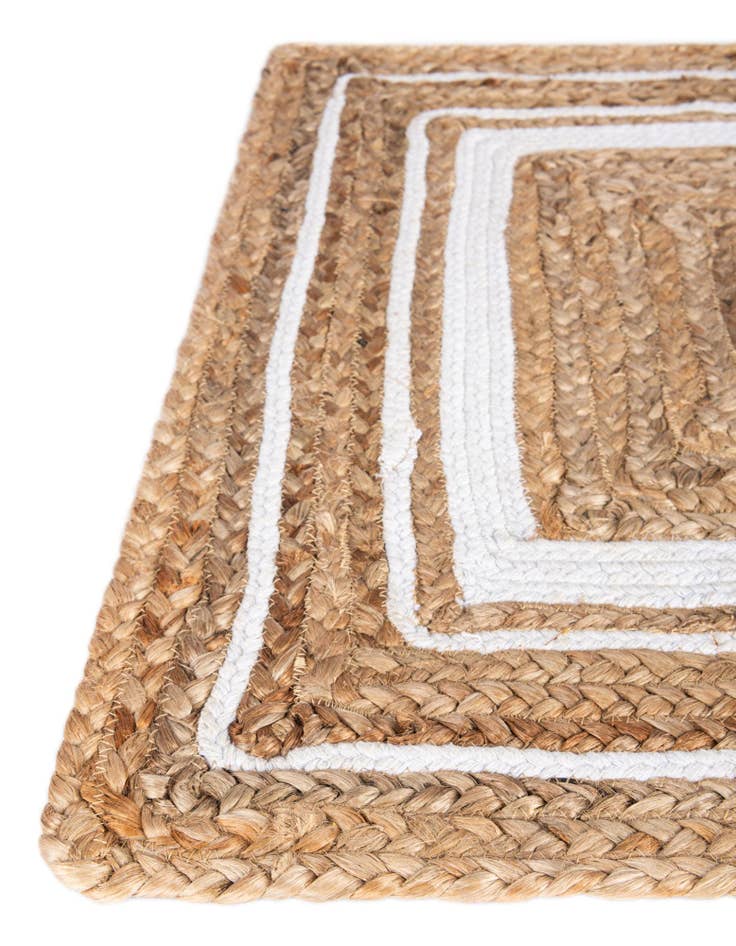 Detail image of Custom Natural and White Handmade Braided Jute Rug