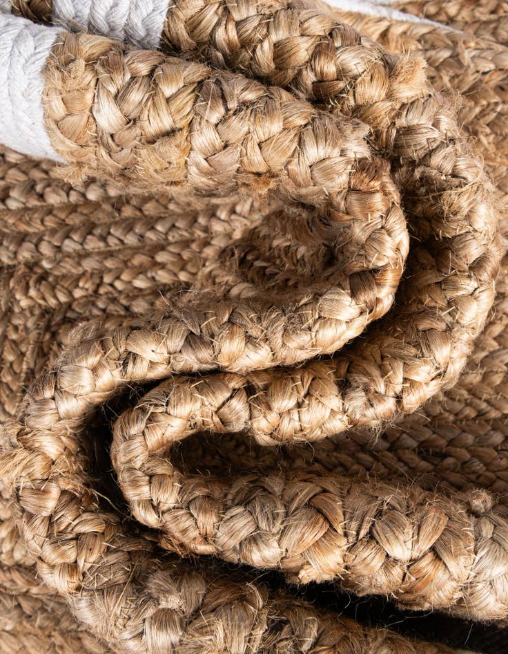 Detail image of Custom Natural and White Handmade Braided Jute Rug