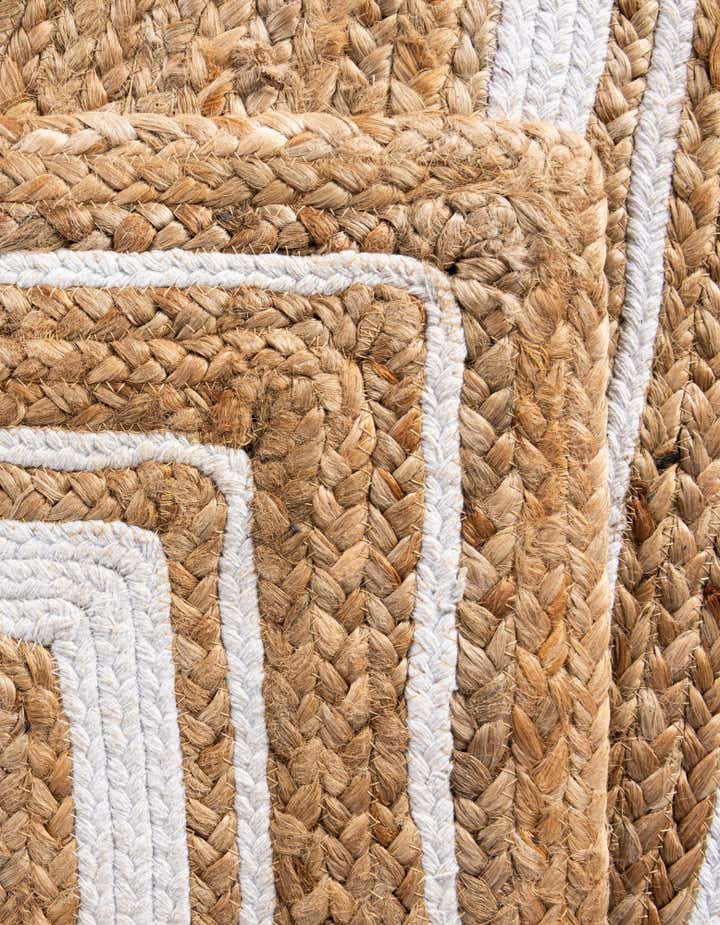 Custom Natural and White Handmade Braided Jute Rug