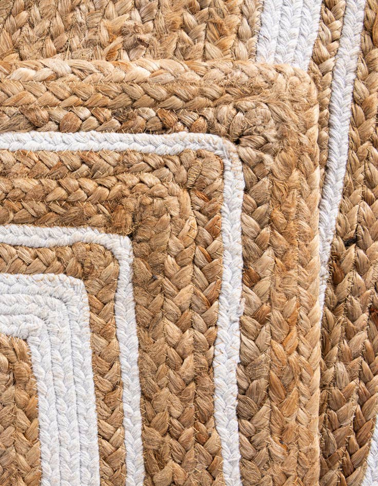 Detail image of Custom Natural and White Handmade Braided Jute Rug