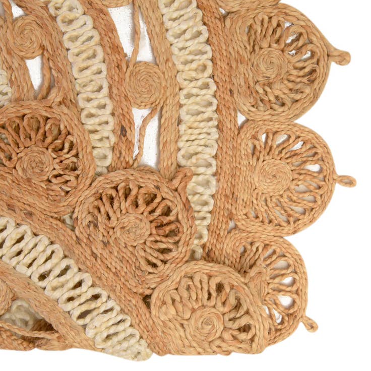Detail image of Custom Natural and White Braided Jute Round Rug