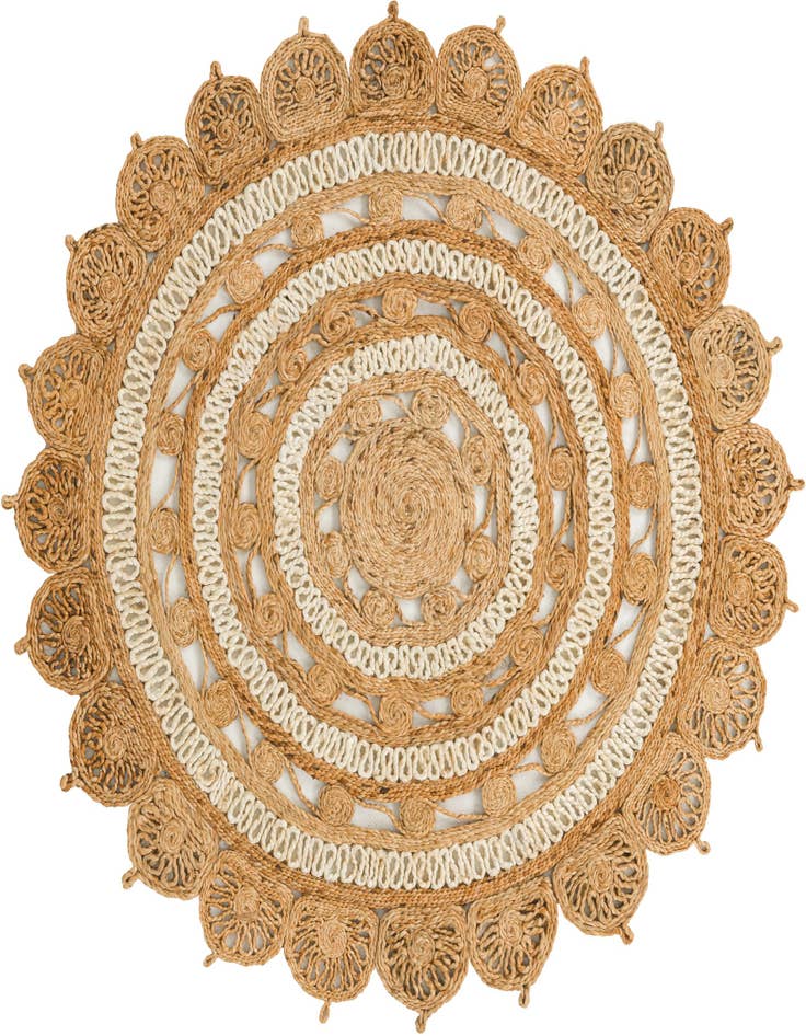 Detail image of 5' 1 x 5' 1  Hand Braided Jute Round Rug