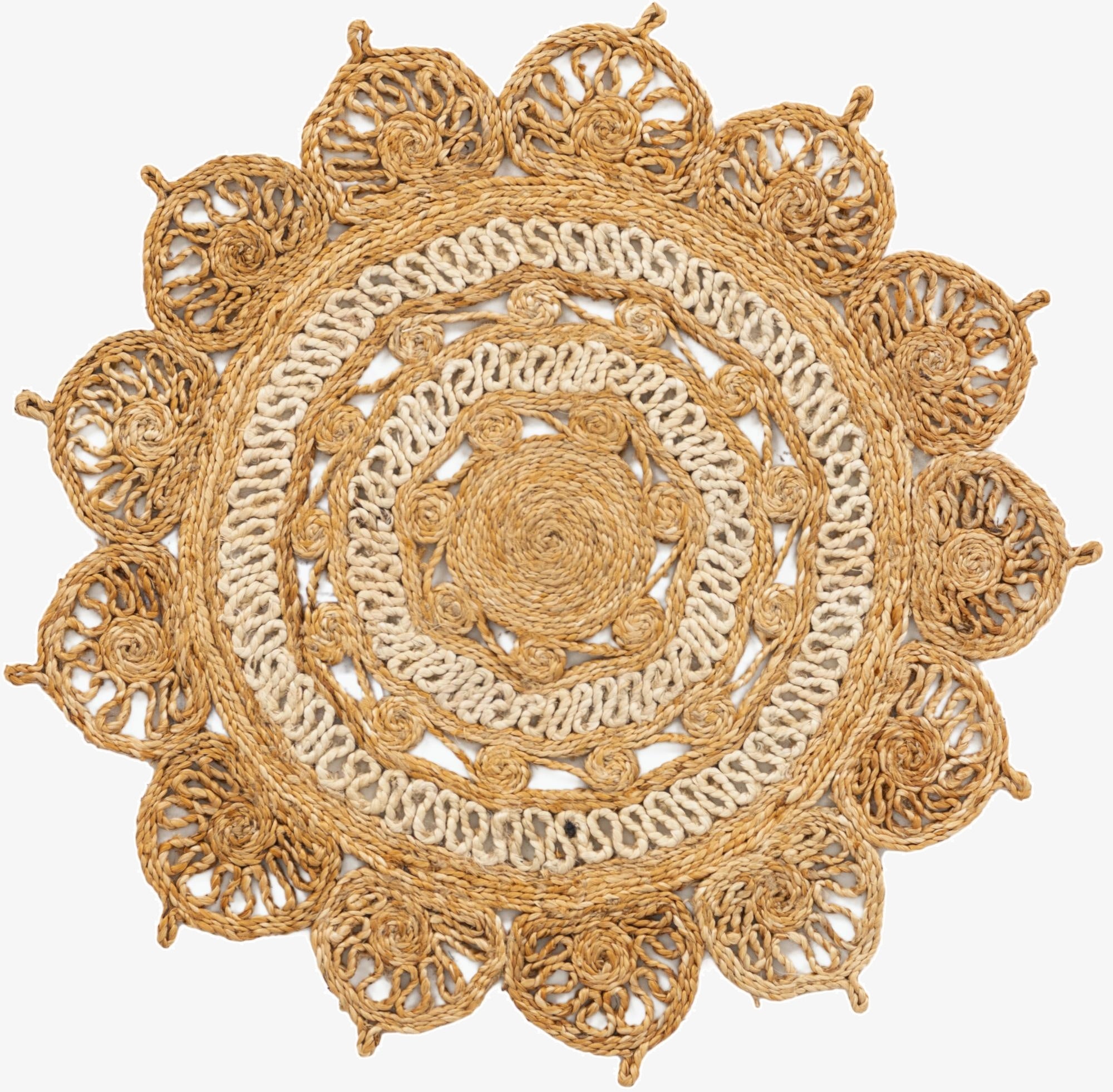 3' 1 x 3' 1  Hand Braided Jute Round Rug