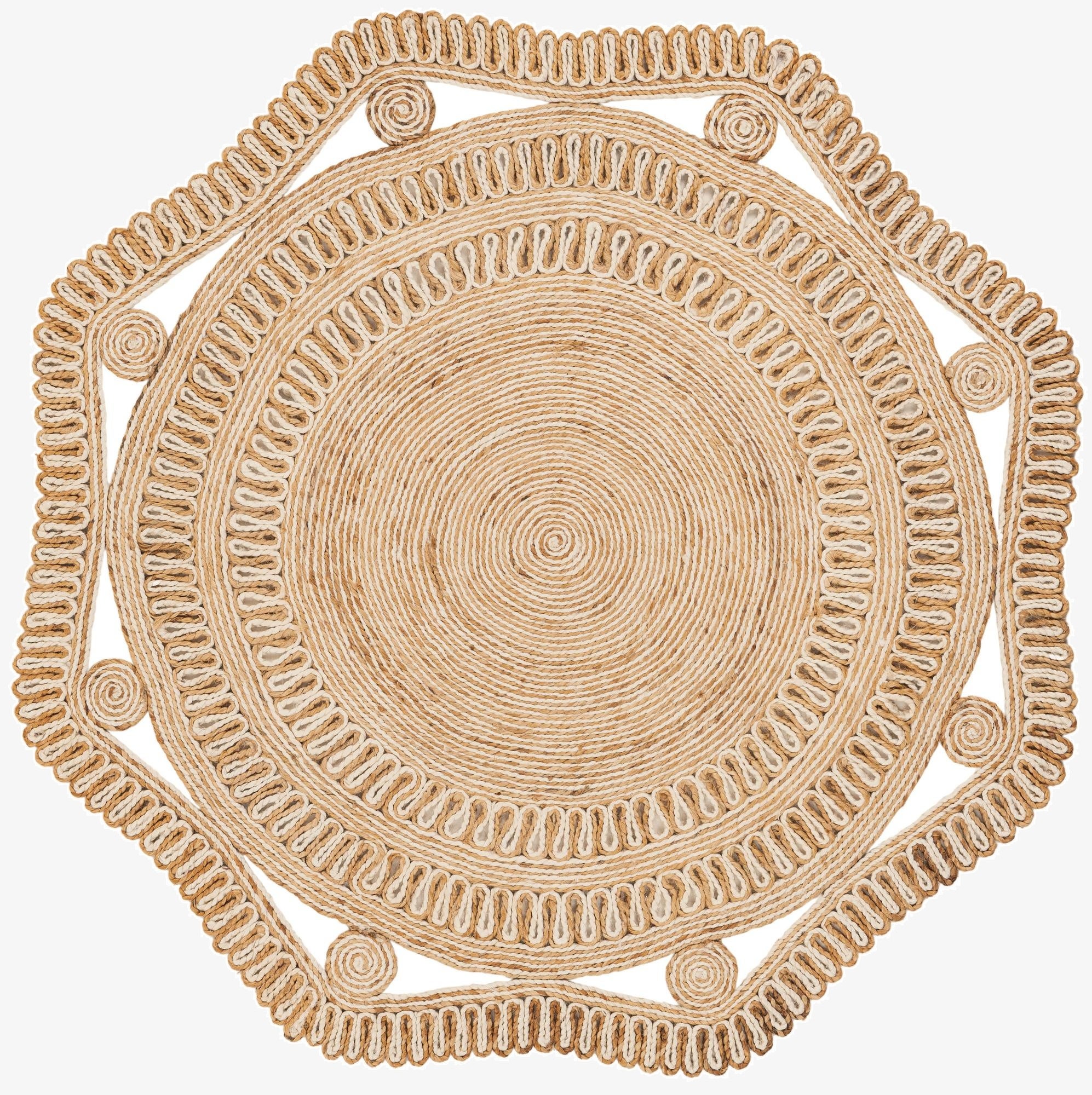 5' 1 x 5' 1  Hand Braided Jute Round Rug