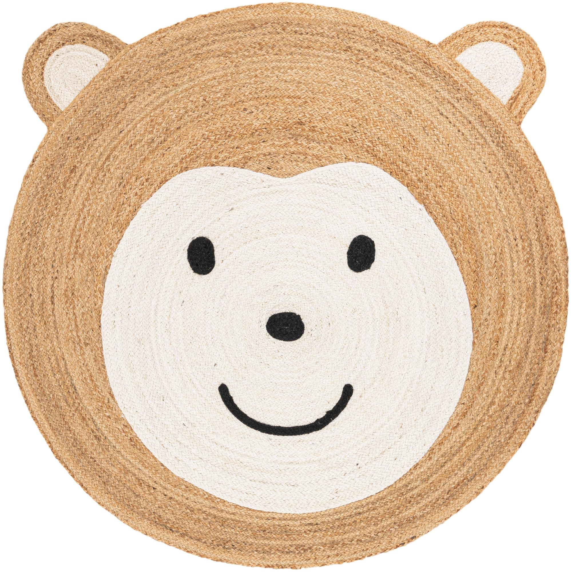 5' 1 x 5' 1 Hand Braided Kids Braided Jute Round Rug