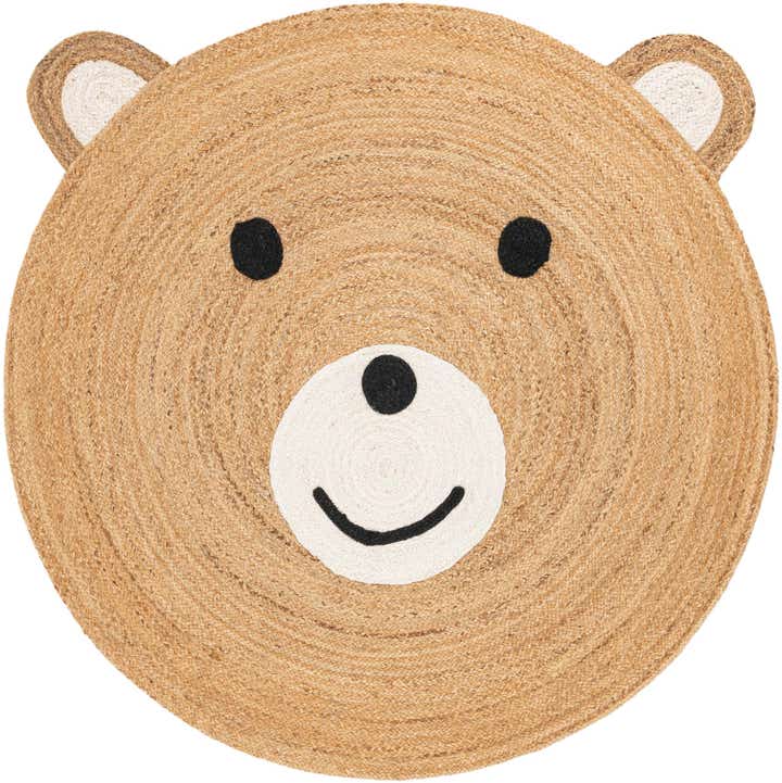5' 1 x 5' 1 Hand Braided Kids Braided Jute Round Rug