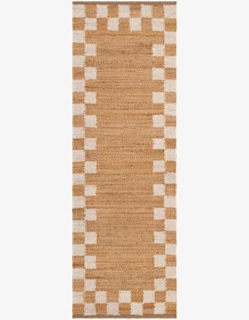 Natural and White Hand Woven Laurel Handwoven Jute Runner Rug