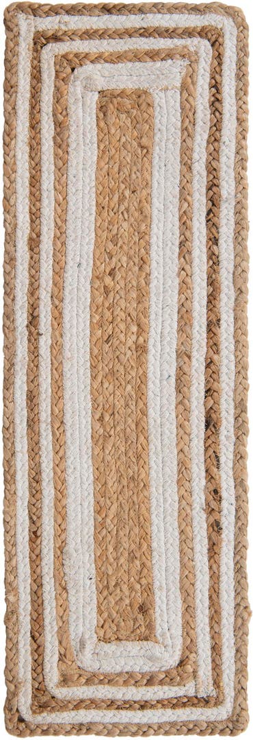 0' 9 x 2' 6  Hand Woven Braided Jute Stair Rug