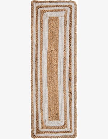 Natural and White Hand Woven Braided Jute Stair Rug