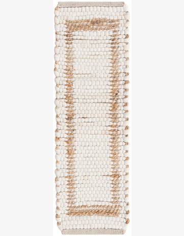 Natural and White Hand Woven Chindi Jute Stair Rug