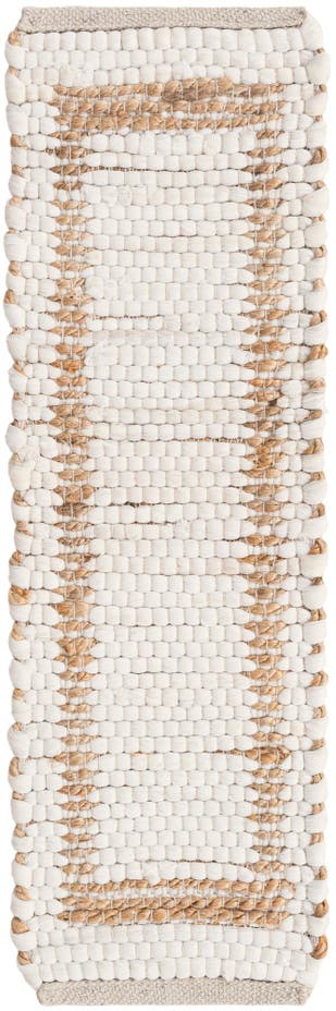 0' 9 x 2' 6 Hand Woven Chindi Jute Stair Rug